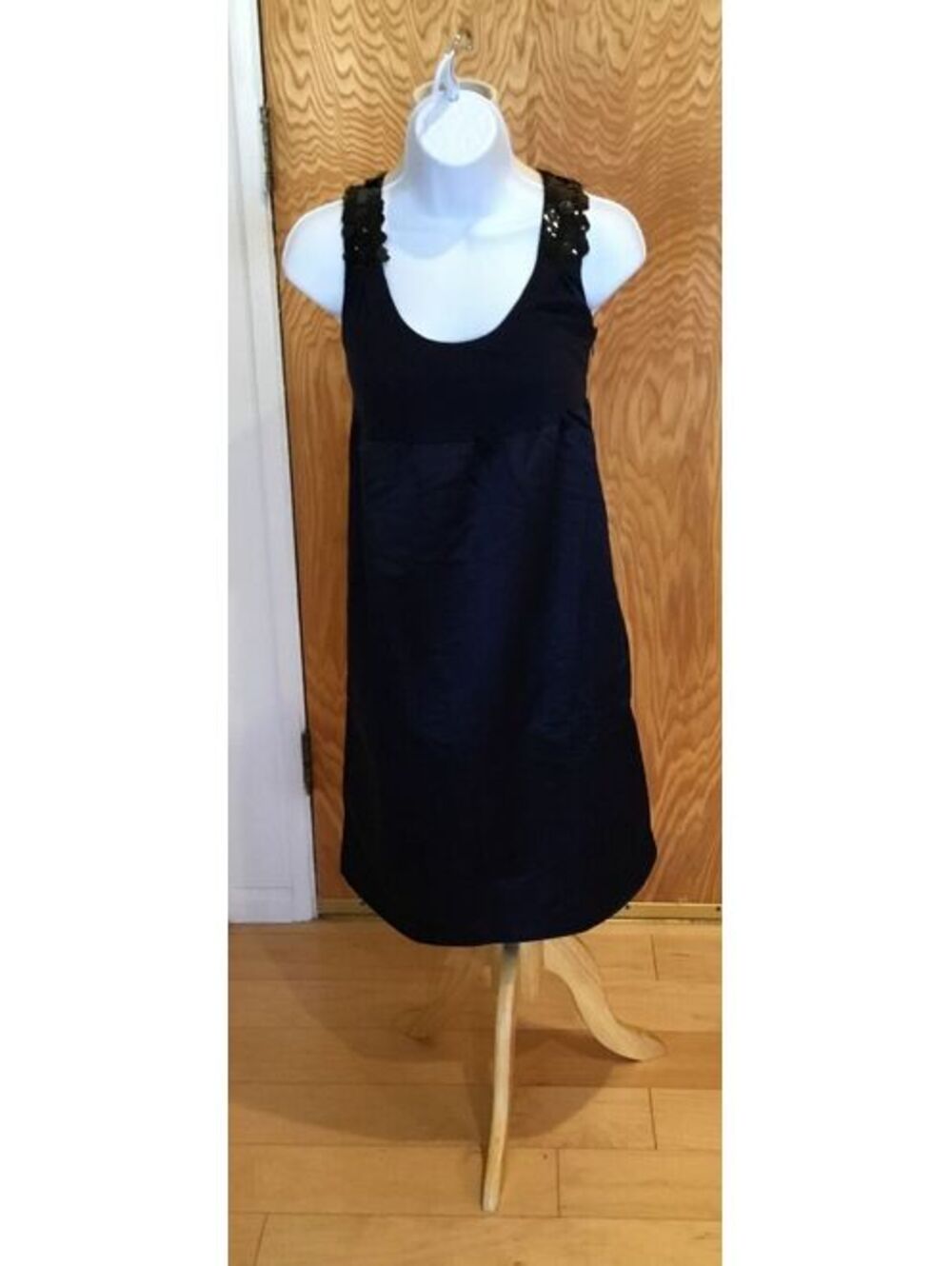 Simply Vera Vera Wang Navy Blue Sleeveless Dress with Sequin Detail, Size 6